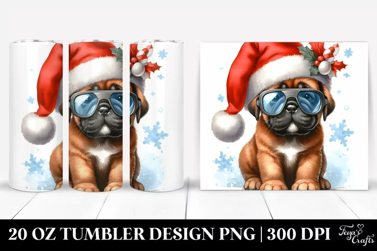 Cheerful Bullmastiff with Festive Accessories PNG