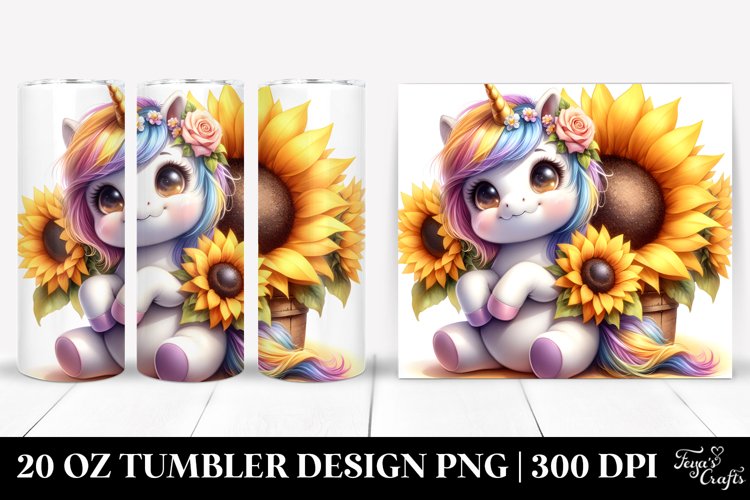Cute Baby Unicorn Sunflower | 20 oz Tumbler