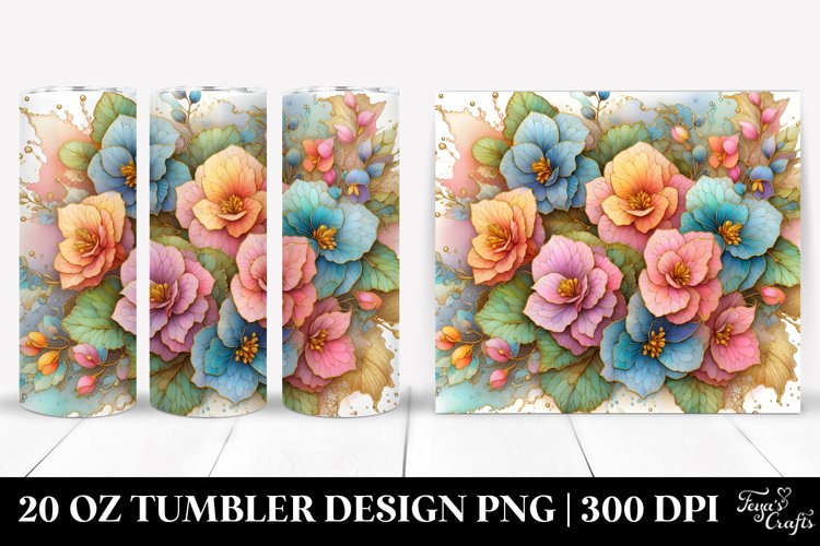 Colorful Detailed Wooden Begonia | 20 oz Tumbler
