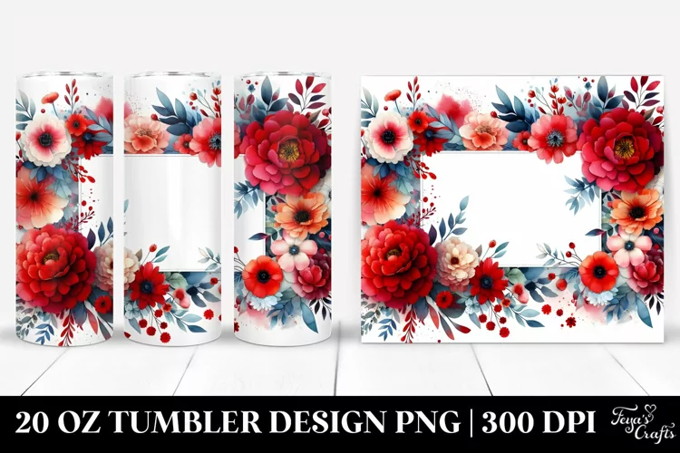 Vibrant Abstract Red Flowers | 20 Oz Tumbler