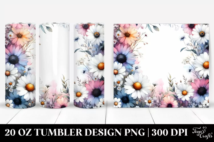 Vibrant Abstract Frame with Daisy | 20 Oz Tumbler