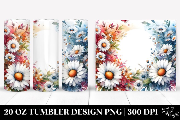 Vibrant Abstract Daisies | 20 Oz Tumbler example image 1