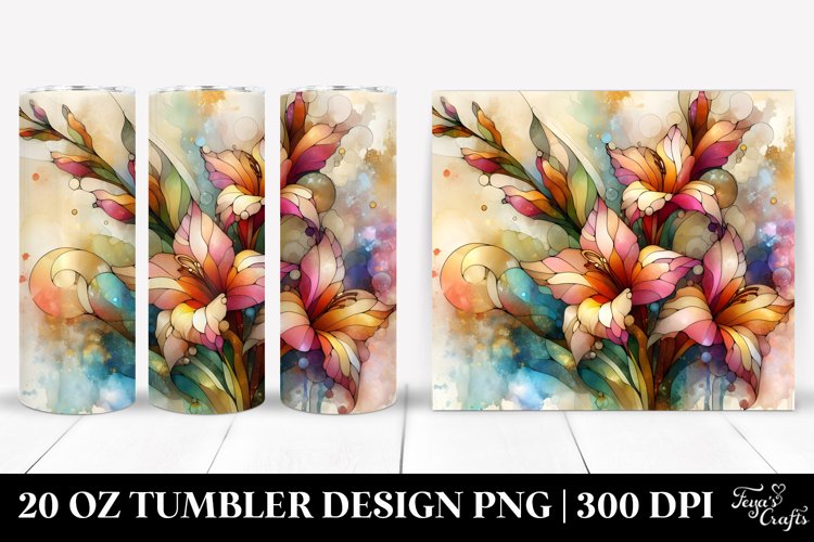 Stained Gladiolus with Golden Insertions | 20 Oz Tumbler example image 1