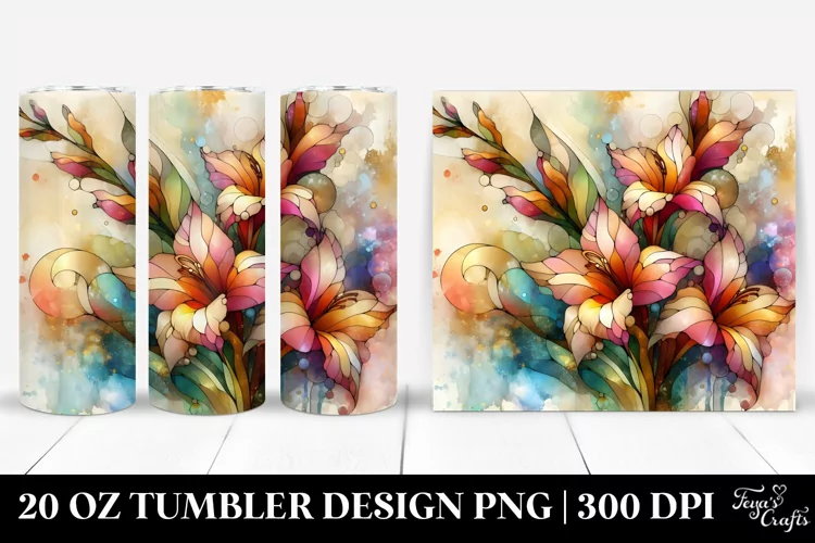 Stained Gladiolus with Golden Insertions | 20 Oz Tumbler