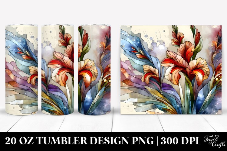 Stained Gladiolus with Golden Insertions | 20 Oz Tumbler example image 1