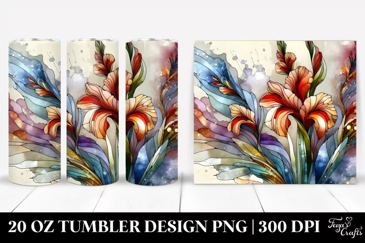 Stained Gladiolus with Golden Insertions | 20 Oz Tumbler
