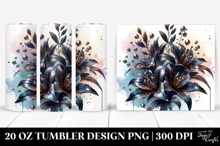 Glossy Lobelia Watercolor Splash | 20 Oz Tumbler example image 1