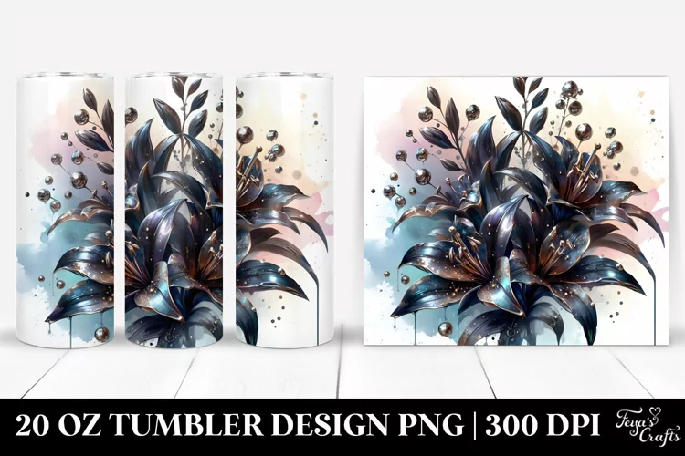 Glossy Lobelia Watercolor Splash | 20 Oz Tumbler