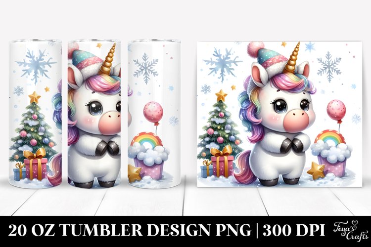 Goofy Unicorn Winter Clipart, High-Res 20 Oz Tumbler