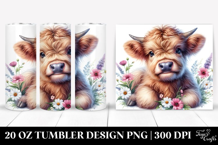 Cute Baby Highland Cow Watercolor | 20 Oz Tumbler