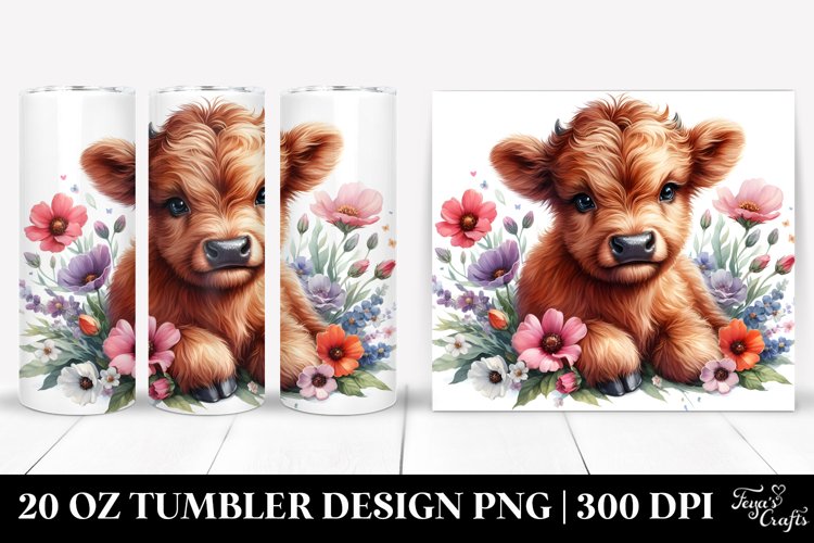 Cute Baby Highland Cow Watercolor | 20 Oz Tumbler