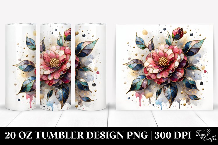 Abstract Stained Camellia | 20 Oz Tumbler