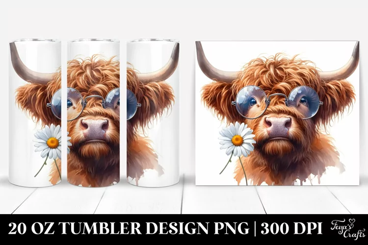 Watercolor Highland Cow Portrait es | 20 Oz Tumbler
