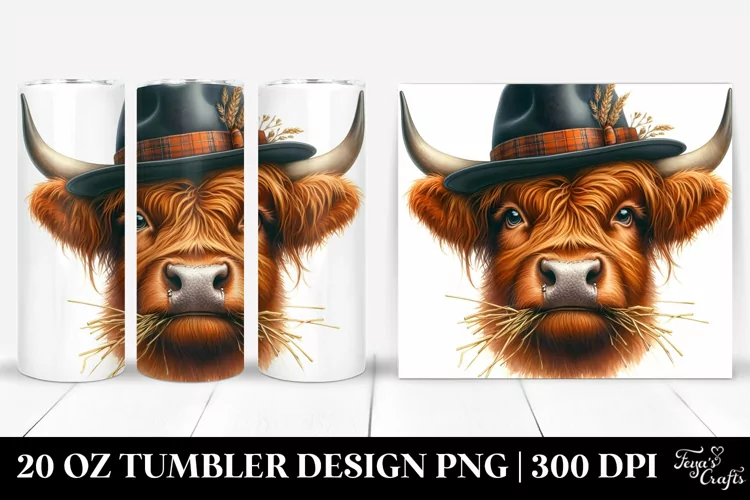 Watercolor Highland Cow Portrait Hat | 20 Oz Tumbler