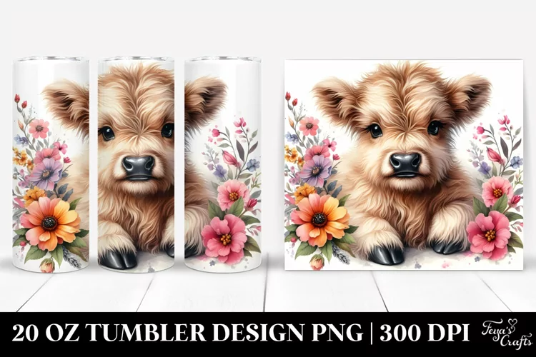 Cute Baby Highland Cow Watercolor | 20 Oz Tumbler