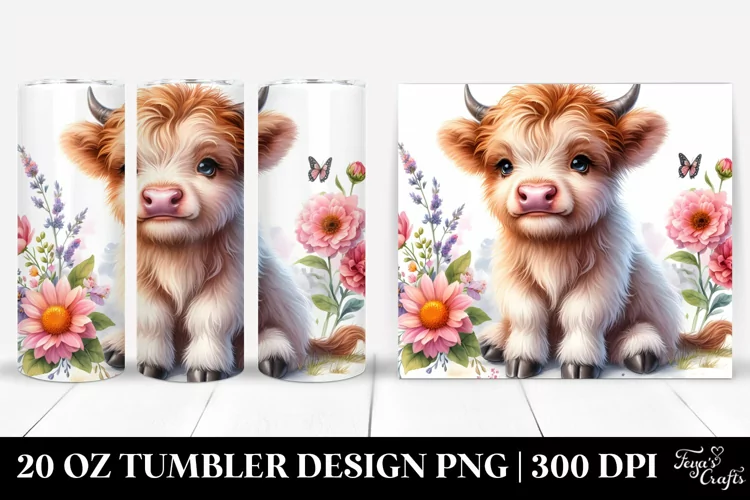 Cute Baby Highland Cow Watercolor | 20 Oz Tumbler