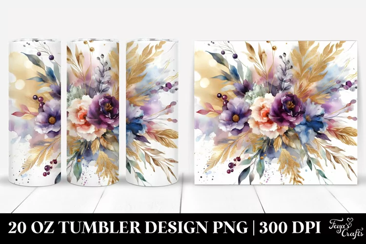 Colorful Violet Abstract Bouquet | 20 Oz Tumbler