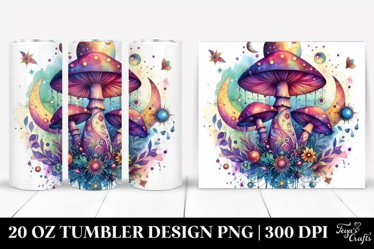 Vibrant Celestial Mushroom 20 Oz Tumbler