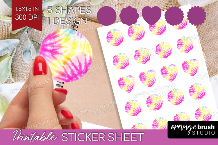 Rainbow Tie Dye Round Sticker - Summer Printable Sticker