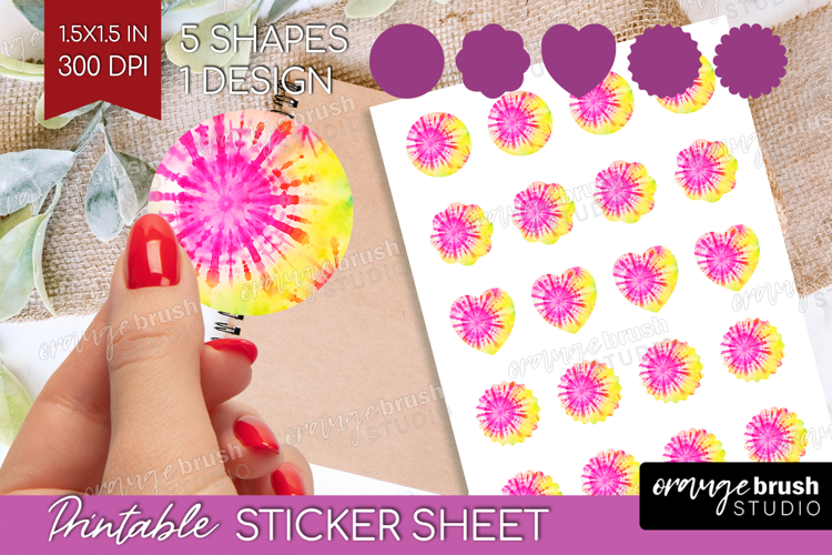 Rainbow Tie Dye Round Sticker - Summer Printable Sticker