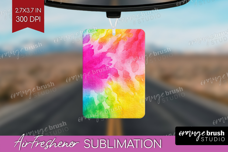 Rainbow Tie Dye Air Freshener PNG - Summer PNG Sublimation