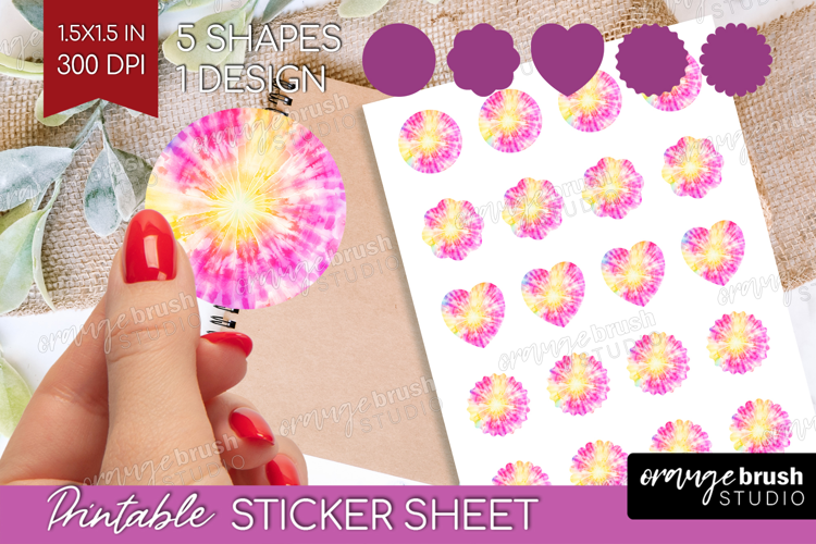 Rainbow Tie Dye Round Sticker - Summer Printable Sticker