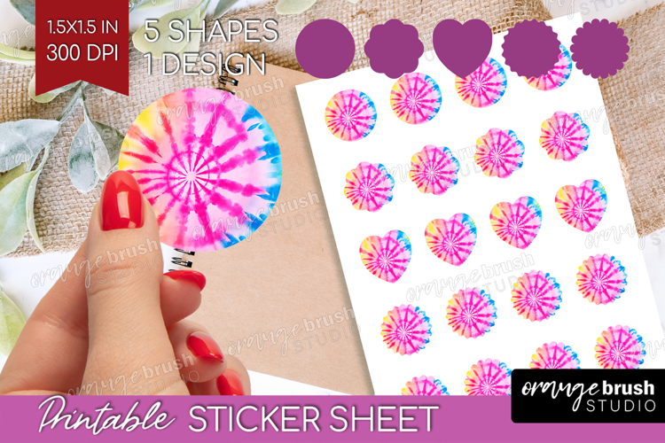 Rainbow Tie Dye Round Sticker - Summer Printable Sticker