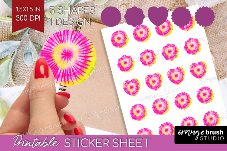 Rainbow Tie Dye Round Sticker - Summer Printable Sticker