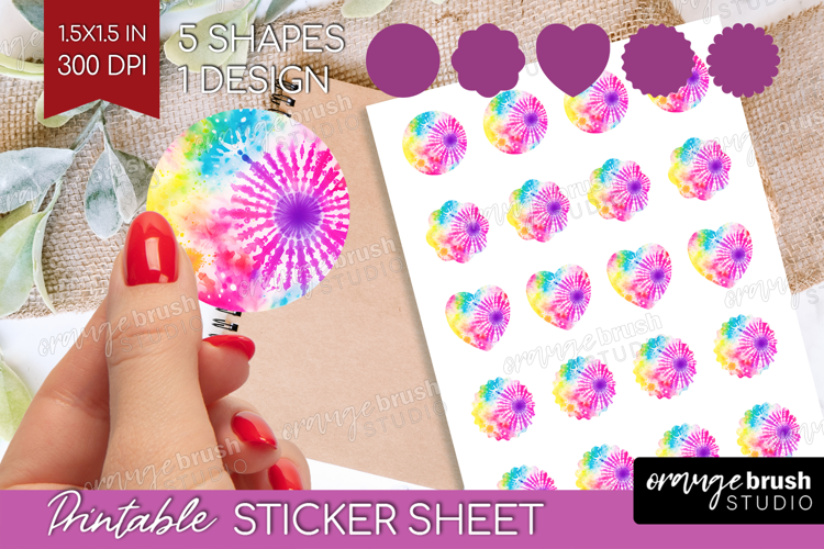 Rainbow Tie Dye Round Sticker - Summer Printable Sticker