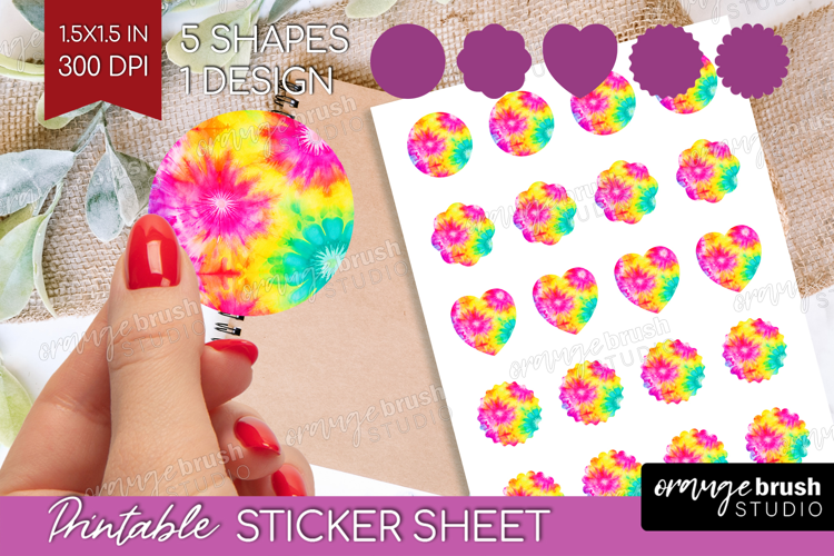 Rainbow Tie Dye Round Sticker - Summer Printable Sticker