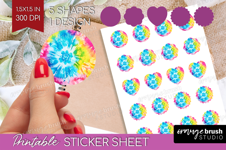 Rainbow Tie Dye Round Sticker - Summer Printable Sticker