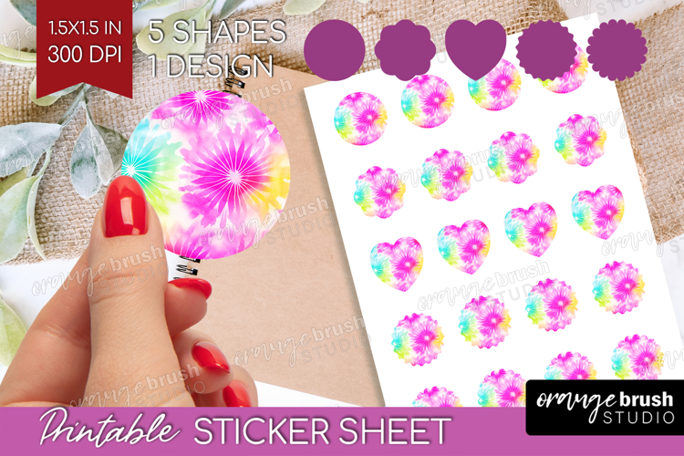 Rainbow Tie Dye Round Sticker - Summer Printable Sticker