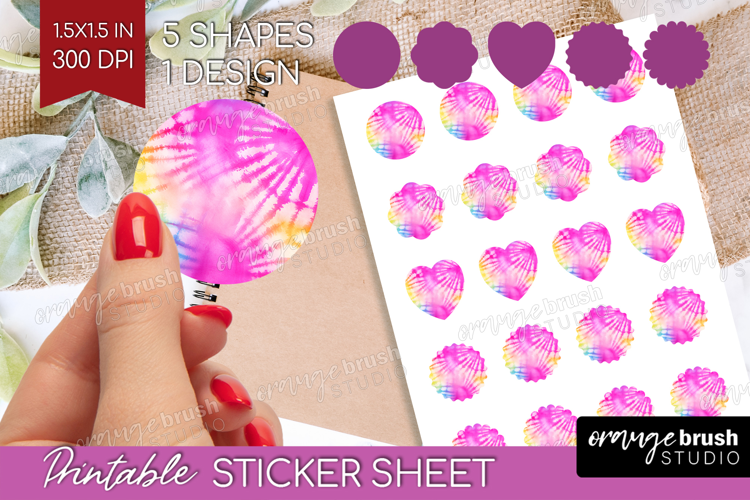 Rainbow Tie Dye Round Sticker - Summer Printable Sticker