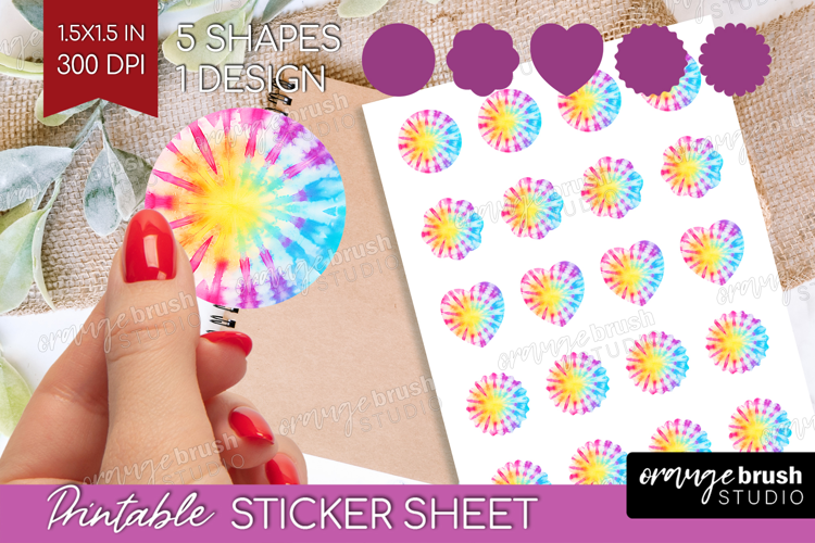Rainbow Tie Dye Round Sticker - Summer Printable Sticker