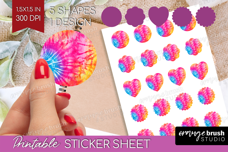 Rainbow Tie Dye Round Sticker - Summer Printable Sticker