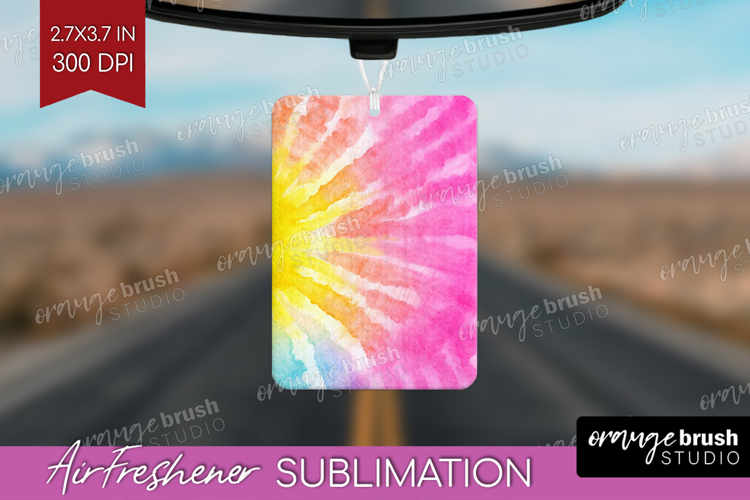 Rainbow Tie Dye Air Freshener PNG - Summer PNG Sublimation