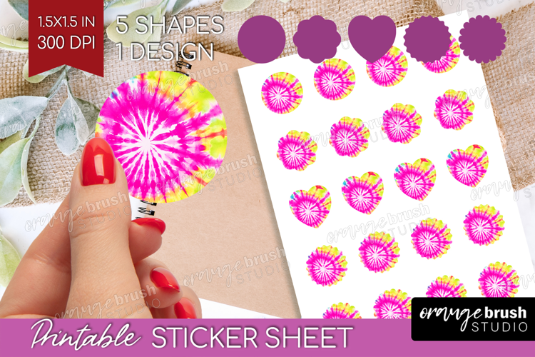 Rainbow Tie Dye Round Sticker - Summer Printable Sticker
