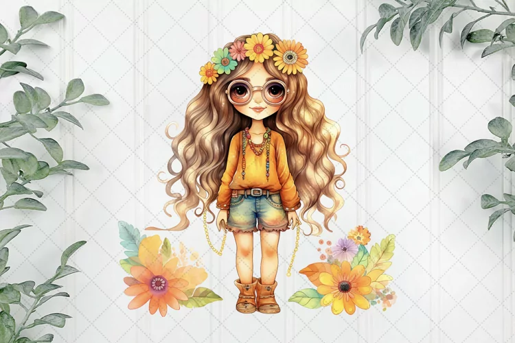 Retro Hippie Watercolor Sublimation