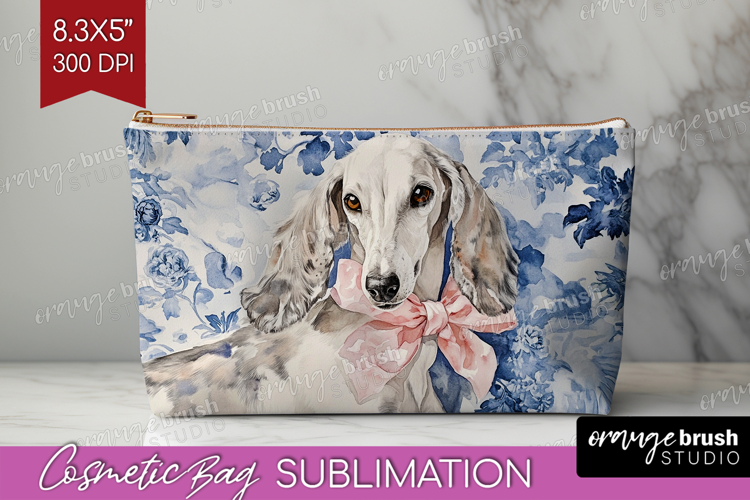 Saluki Dog Cosmetic Bag Floral Dog Makeup Bag PNG