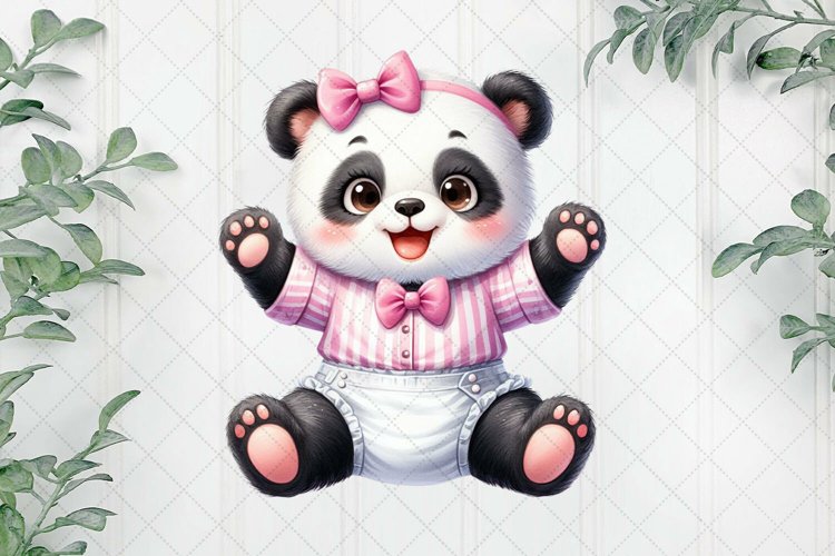 Pink Baby Panda Sublimation example image 1