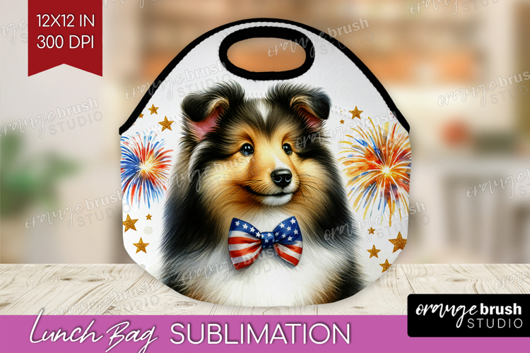Shetland Sheepdog Dog Lunch Bag Patriotic Dog Lunch Bug PNG example image 1