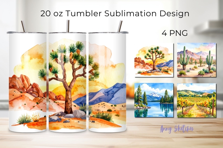 4 California Landscape Tumbler Wrap Bundle 20 oz
