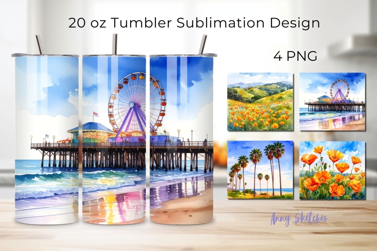 4 California Landscape Tumbler Wrap Bundle 20 oz