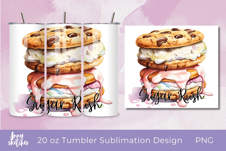 Ice Cream Cookie Sandwich Tumbler Wrap Cute Summer 20 oz