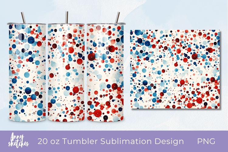 4th of July Confetti Tumbler Wrap PNG 20 oz Skinny Tumbler