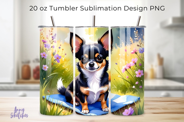 Floral Chihuahua 20 oz Tumbler Wrap