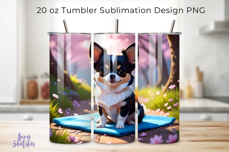 Floral Chihuahua 20 oz Tumbler Wrap
