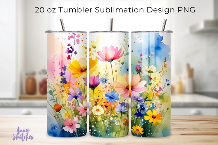 Wildflowers Tumbler Wrap PNG 20 oz Sublimation
