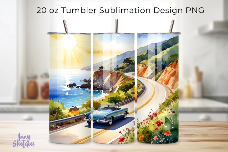 Highway 1 Coastal Drive Tumbler Wrap 20 oz Skinny Tumbler