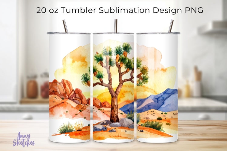 Joshua Tree Desert Tumbler Wrap 20 oz Skinny Sublimation PNG